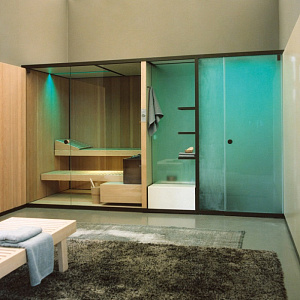 Effegibi BodyLove SH Front Сауна&Хаммам 393x176x220см, пристенная, цвет: хемлок/трубчатое стекло