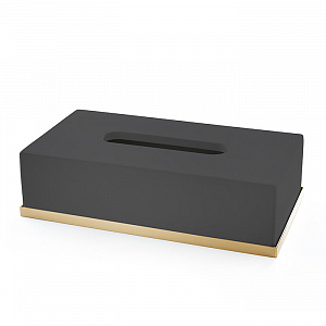 3SC Mood Deluxe Контейнер для бумажных салфеток, 24,5х13хh7 см, настольный, цвет: чёрный матовый/золото 24к. Lucido