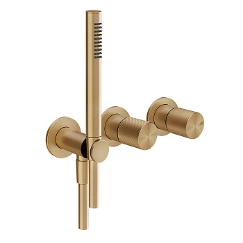 Gessi Habito Diamantato Смеситель для ванны, настенный, с ручным душем, цвет: Warm Bronze Br. PVD