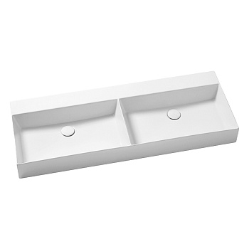 Azzurra Elegance Squared Раковина подвесная/накладная, 122x45xH12,5 см, без отв., двойная, цвет: Bianco lucido