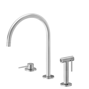 Newform N21 Смеситель для кухни, 3 отв., с ручным душем, цвет: Brushed nikel