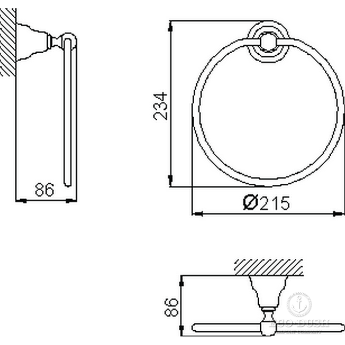 HUBER Croisette Полотенцедержатель - кольцо D21.5см, подвесной, цвет: хром