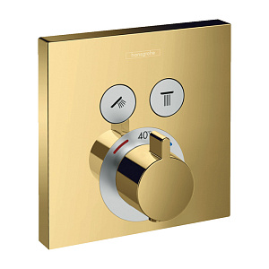 Hansgrohe ShowerSelect Смеситель для душа, термостатический, на 2 источника, внешняя часть, цвет: золото