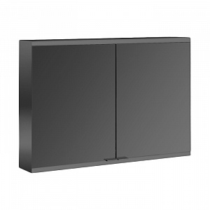 EMCO Prime2 Зеркальный шкаф 100x70см., с подсветкой, навесной, 2 двери, 2 полки, розетка, цвет: черный