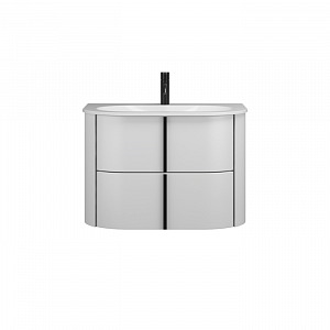 Burgbad Lavo 2.0 Комплект мебели 72х49.5х49.2см., 2 ящика, раковина Velvet с сифоном, с 1 отв., ручки черные, подвесной, цвет: белый глянцевый
