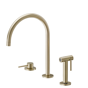 Newform N21 Смеситель для кухни, 3 отв., с ручным душем, цвет: Brushed p. Gold
