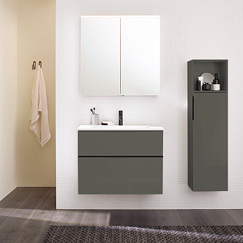 Burgbad Eqio Тумба подвесная 90х62х49см, с раковиной, 1 отв., цвет: серый глянец