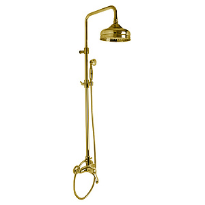 Fima Carlo Frattini Lamp Душевая стойка, верхний душ 20см., со смесителем, с ручным душем и держателем, цвет: золото