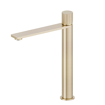Newform Steel Line Смеситель для раковины, высокий, 1 отв., без донного клапана, цвет: pvd brushed pale gold