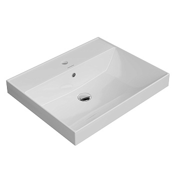Kerama Marazzi Cubo Раковина 60х48.5х18см., подвесная, мебельная, 1 отв., с переливом, цвет: белый глянцевый