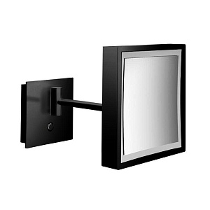 EMCO Pure Зеркало косметическое, LED, 203x203мм, одинарный, 3x кратное увеличение, подвесной, цвет: черный