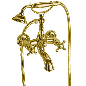 Fima Carlo Frattini Elizabeth Смеситель для ванны, настенный, с ручным душем, цвет: золото