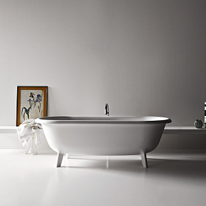 Agape Ottocento Small Ванна отдельностоящая 155x77.5x58 см, слив-перелив хром, цвет: белый
