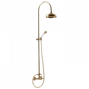 CISAL Arcana Royal Душевой комплект: смеситель, стойка с верхним душем, лейка+шланг, цвет: золото