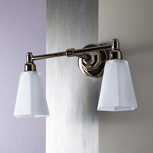 Sbordoni Двойной светильник “Déco” с абажуром из опалового стекла, цвет: никель/стекло белое