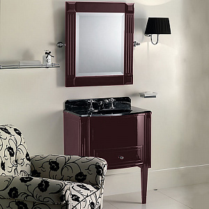 Devon&Devon Domino, Комплект мебели 68 см, тумба напольная со столешницей Nero Marquina и встроенной раковиной черной, напольный, Цвет: prune