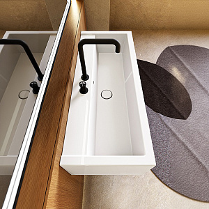 Kerasan Kanaal Раковина подвесная 100х40х25см., с 2 отв., цвет: белый глянец