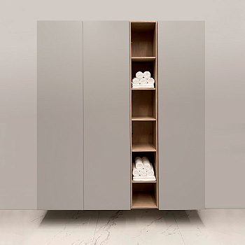 Burgbad Пенал подвесной 30хh196х37см, открытый, 4 полки, цвет: Light grey oak