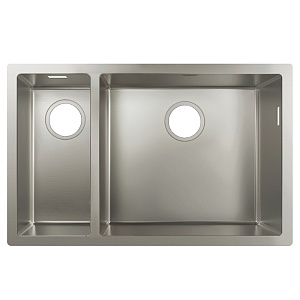 Hansgrohe S71 S719-U655 Мойка для кухни 70.5х45см., встраиваемая снизу, без отв., двойная, цвет: нержавеющая сталь
