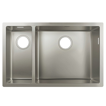 Hansgrohe S71 S719-U655 Мойка для кухни 70.5х45см., встраиваемая снизу, без отв., двойная, цвет: нержавеющая сталь