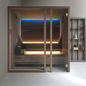 Effegibi Yoku S Door Био-Сауна 202x180х214см, угловая DX, цвет: термообработанная древесина