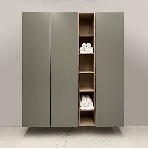 Burgbad Пенал подвесной 180хh196х37cм, двери push-open, с открытым пеналом, цвет: Grey matt