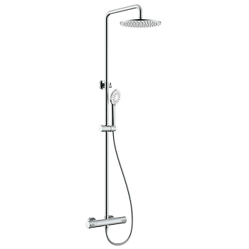 NEMO Round Душевая стойка с термостатическим смесителем, изливом, верхним душем 25см., ручным душем и шлангом 150см., цвет: хром