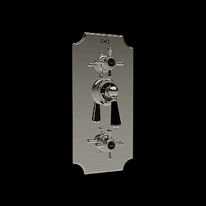Devon&Devon Black Dandy Смеситель-термостат встроенный в стену, с переключателем на 2 выхода, c ручкой черной, цвет: никель блестящий