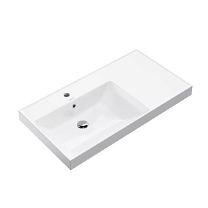 Kerama Marazzi Cubo Раковина 90.5х48.5х35см., подвесная, мебельная, левая, 1 отв., с переливом, цвет: белый глянцевый