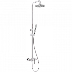 HUBER Tratto Настенная душевая система:однорычажный смеситель для душа,верхний душ,ручной душ с держателем и шлангом, цвет: хромTratto
