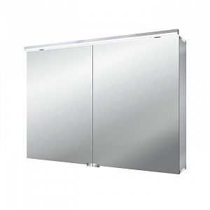 EMCO Pure Зеркальный шкаф 100х72.7см., LED-подсветка, 2 двери, 2 полки, розетка, с нижней подсветкой