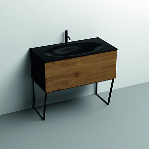 Kerasan Shape Mobile Комплект мебели 102х52см, напольный, 1 ящик, цвет: дуб/черный матовый
