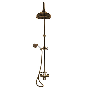 Gattoni PD Душевая колонка с термостатическим смесителем, верхним душем и лейкой, цвет: бронза