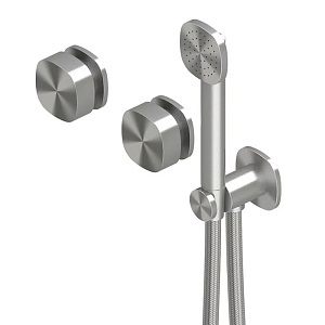 QuadroDesign Super Смеситель для душа, настенный, с ручным душем, цвет: Brushed Stainless Steel