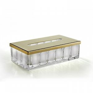 3SC Montblanc Контейнер для бумажных салфеток, 23х12,5хh7 см, настольный, цвет: прозрачный хрусталь/золото 24к. Lucido