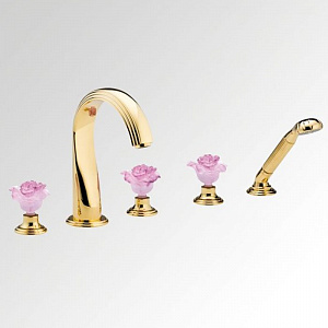 THG Rose Смеситель встраиваемый на борт ванны, 5 отв., цвет: золото