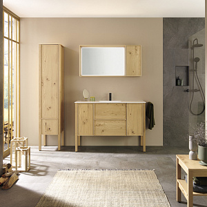 Burgbad MAX Комплект мебели 130х49х91.2см, напольный, с раковиной, с зеркалом, с 2 ящиками, цвет: Natural knotty oak