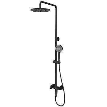 NEMO Prima Душевая стойка с верхним душем 25см., смесителем, ручным душем, держателем для душа и шлангом 150см., цвет: черный матовый